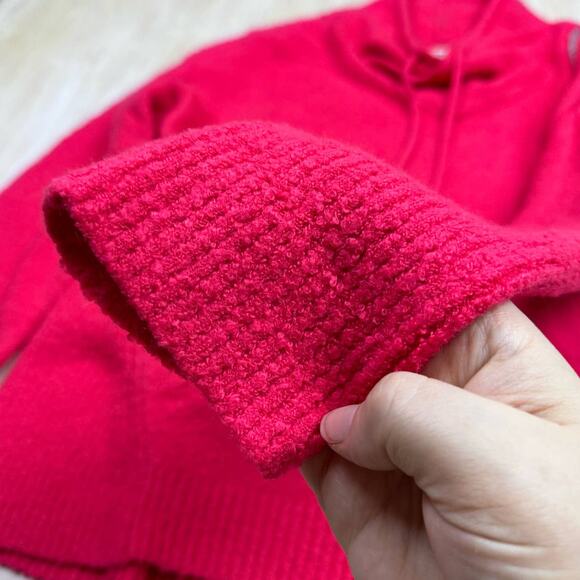 Lou & Grey Neon Pink Funnel Neck Oversized Cozy Knit Pullover Sweater Small - Picture 6 of 13